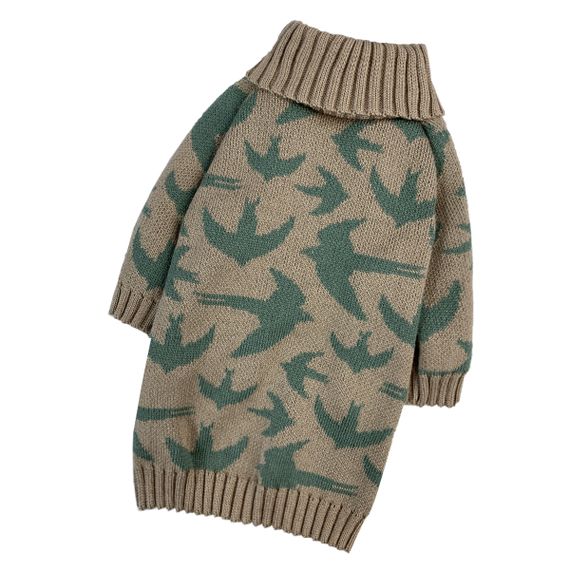 Светр в'язаний Пташки беж Y-330 | Зображення 1