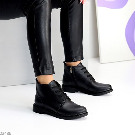 Класичні чорні черевики натуральна шкіра низький хід | Зображення 3