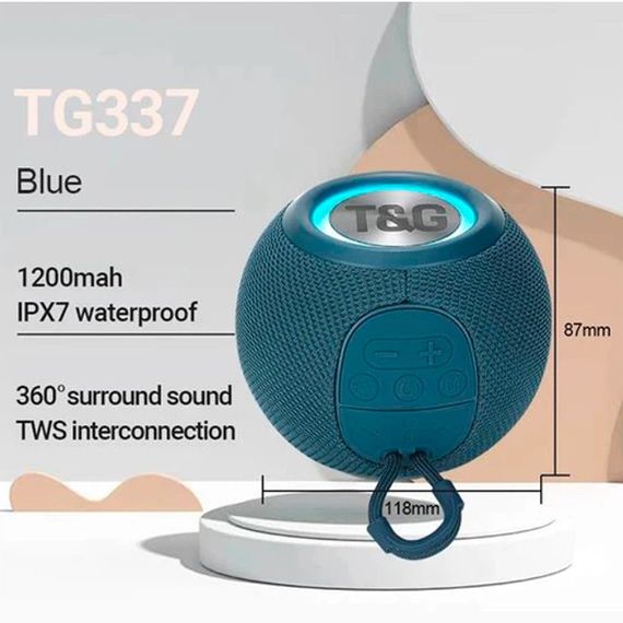 Колонка портативна Bluetooth T&G TG337 blue синя | Зображення 3