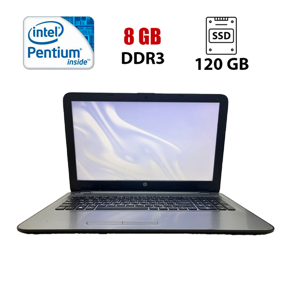 Ноутбук HP 15-ay087ur / 15.6" (1366х768) TN / Intel Pentium N3710 (4 ядра по 1.6 - 2.56 GHz) / 8 GB DDR3 / 120 GB SSD / Intel HD Graphics / WebCam б/в