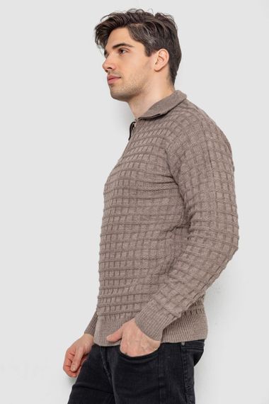 Светр чоловічий однотонний, колір мокко, 161R920 | Зображення 2
