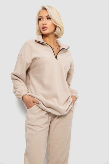 Спортивний костюм жіночий на флісі, колір бежевий, 241R2007 | Зображення 1
