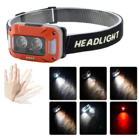 Ліхтар налобний WH-0218-XPG(white+yellow)+SMD(red), Налобний ліхтар для туризму риболовлі та полювання | Зображення 4