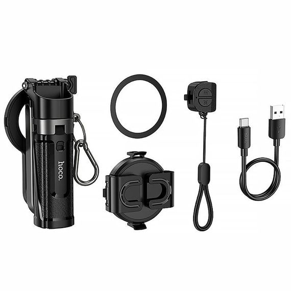 Монопод для селфи Hoco K27 Pro magnetic трипод + съемный BT пульт Black | Зображення 4