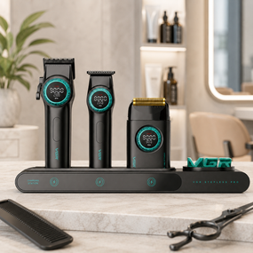 Професійний набір для барберів VGR Stepless Pro 3 in 1 BLACK / Чоловічий комплект для стрижки VGR