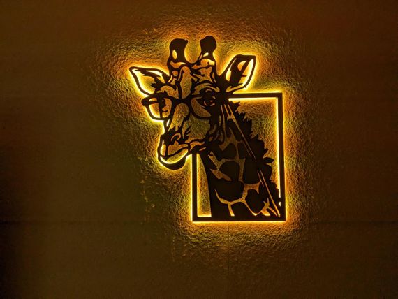 Панно декоративная картина на стену Жираф LED подсветка 585х485 acr-p000071