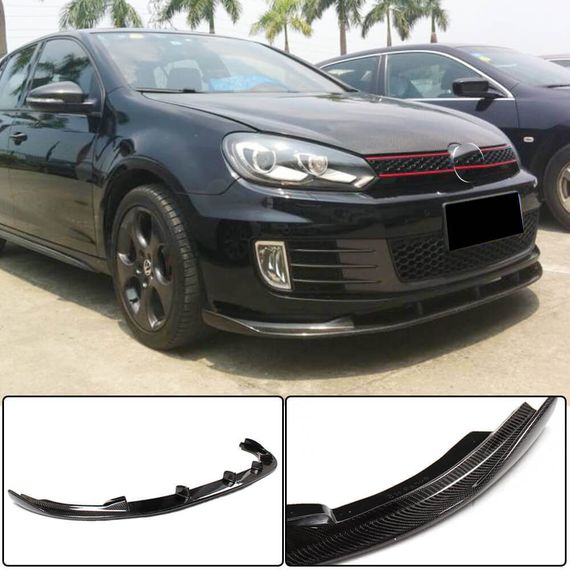 Накладка на передній бампер Lip V2 (для GTI HB 2010-2013, Карбон) для Volkswagen Golf 6 рр
