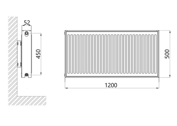 Радіатор сталевий Thermo Alliance IMAS 11 тип 500x1200 мм бічне підключення (TAI115001200K) | Зображення 1