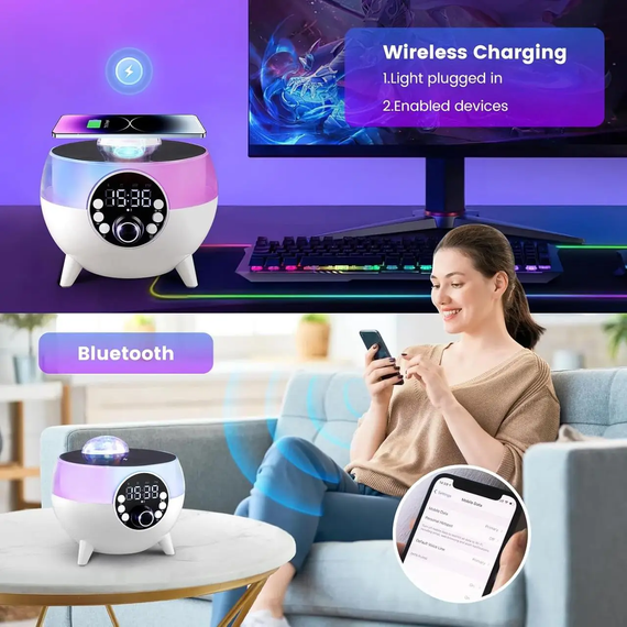 Портативная Bluetooth колонка с RGB-подсветкой, беспроводная колонка с диско-шаром на ножках BLTH-0322 | Зображення 2