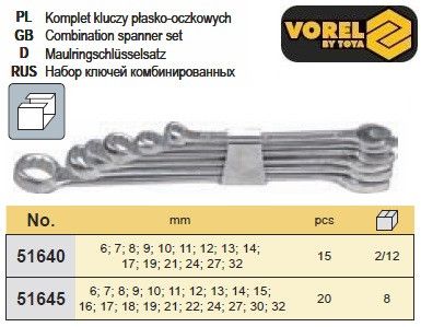 Набор ключей рожково накидных Польша М6-32 мм 20 штук VOREL-51645