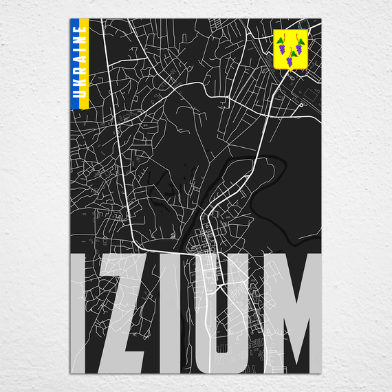Плакат-постер з принтом Кавун Карта міста Ізюм Україна. Map of Izium Ukraine ПЛ000873(A4) | Зображення 1