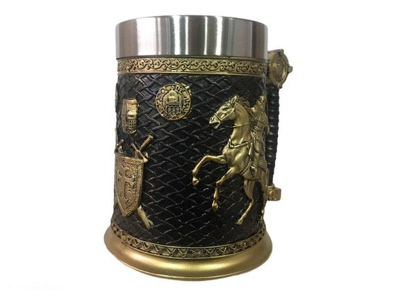 Кружка Чашка 3D Skull Mug Череп Пивная кружка Рыцарь на коне 3D Рыцарь Крестоносец | Зображення 1