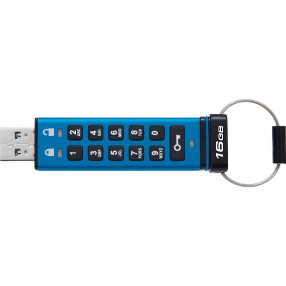 USB флеш накопичувач Kingston 16GB IronKey Keypad 200 Blue USB 3.2 (IKKP200/16GB) | Зображення 1