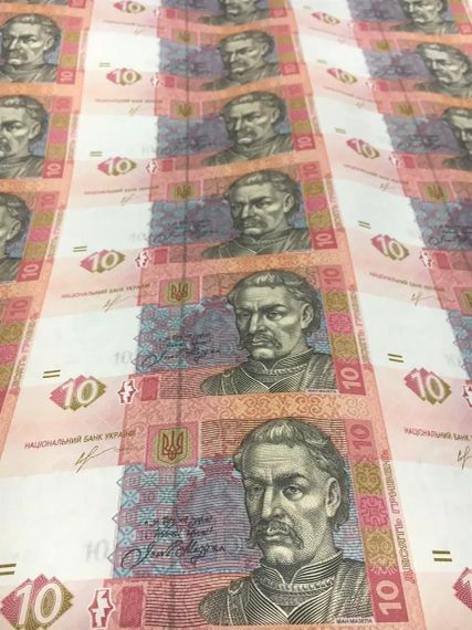 Нерозрізаний лист банкнот НБУ номіналом 10 грн, 60шт