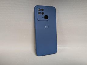 Чохол для Xiaomi Redmi 10C / Сяомі Редмі 10С, силіконовий, матовий, синій, з логотипом