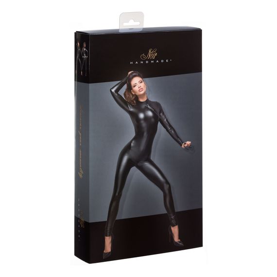 Комбинезон Noir Handmade F162 Powerwetlook overall with leash and two-way zipper, S, мокрый эффект, Черный, S | Зображення 4