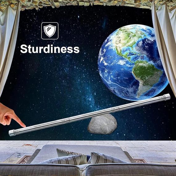 Регульований карниз FLY HAWK 99-121 см, нержавіюча сталь, 16 мм, комплект 2 шт, сріблястий, карниз | Зображення 1