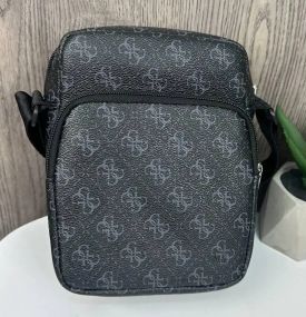 Сумка чоловіча через плече планшет чорна стильна (1833)