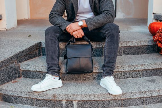 Чоловіча чорна  шкіряна сумка-месенджер Tiding Bag 75-5271 | Зображення 3