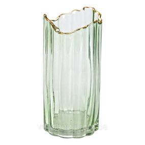 Декоративна ваза із зеленого скла із золотим обідком 24,5 см HP-1715