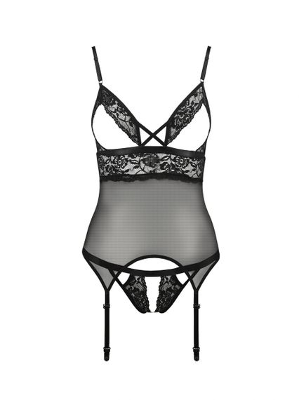 Корсет з відкритими грудьми S/M black DIABOLINA CORSET - Passion Sex Aura | Зображення 2