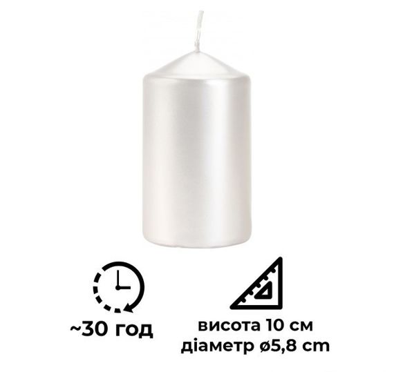 Свічка столова циліндр Bispol sw60/100-090 Білий | Зображення 1