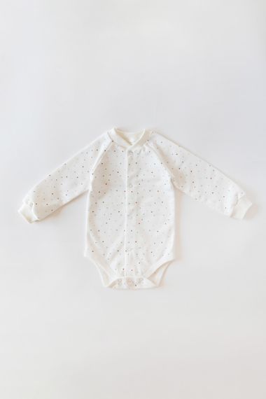 Дитячий бодик із начосом на кнопках, довгий рукав, принт Ліс 68