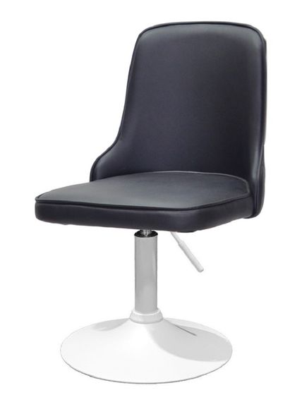 Стул поворотный Adam WT-Base на белой круглой опоре с регулировкой высоты 41-55 см кожзам черный