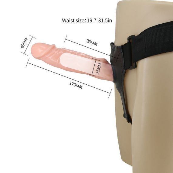 Страпон порожнистий (фалопротез) з вібрацією Baile Vibrating Strap On, беж, 19 × 4 см Sex Aura | Зображення 8