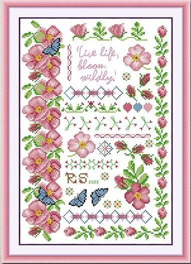 Набір для вишивання за нанесеною на канву схемою "Flowers in full bloom". AIDA 14CT printed 29*40 см
