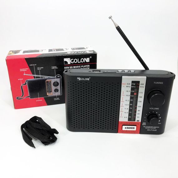 Радіоприймач переносний GOLON RX F12 AM/FM/SW, Радіоприймач am fm, Радіо переносне фм. Колір: чорний | Зображення 7