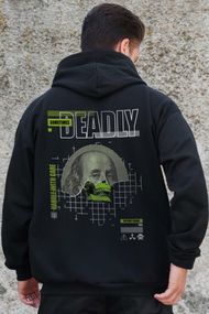 Утеплене зіп худі на флісі зіпер з принтом Deadly Without Kane Black