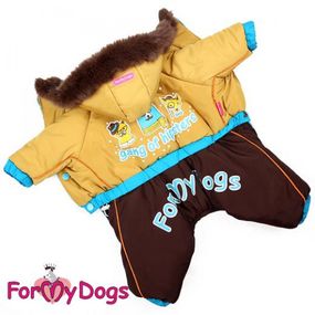 Зимний комбинезон для собак For My Dogs "Усатые Мишки" желтый