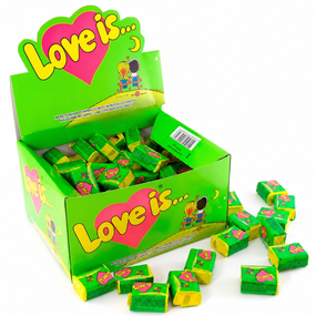 Жевательная резинка Love Is Яблоко, блок 100 шт с вкладышами, оригинальная турецкая жвачка Лав Из на подарок