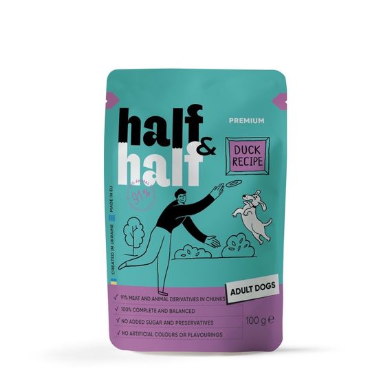 Вологий корм з качкою для собак Half & Half Duck In Gravy For Adult Dogs, 100 гр
