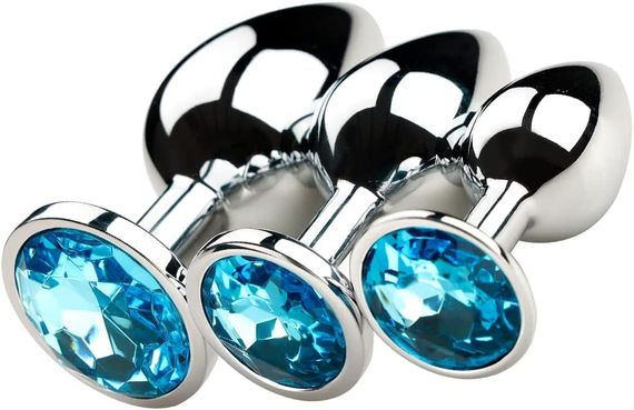 Анальна пробка з блакитним кристалом (розмір S) | Зображення 3