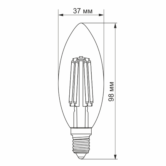 Лампа C37 6W E14 2200К 220V Filament A LED Videx | Зображення 2