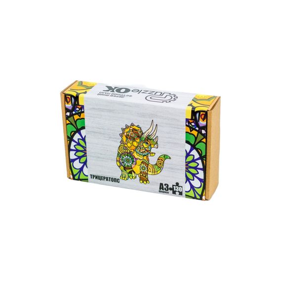 Фигурный деревянный пазл A3 "Трицератопс" PuzA3-00903, 130 элементов