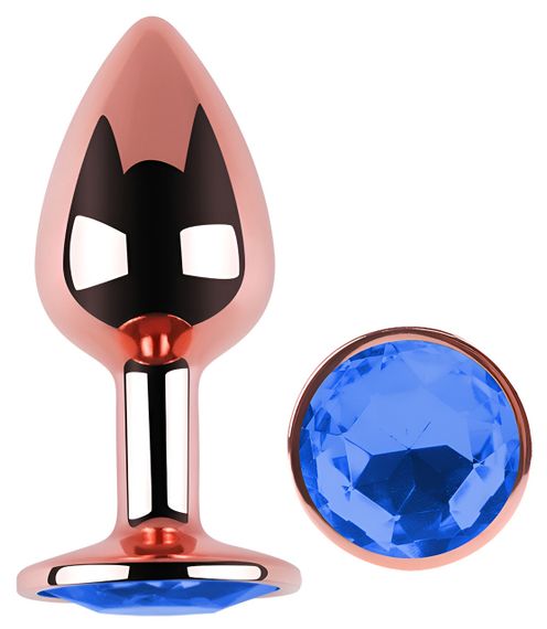 Анальна пробка з кристалом EGZO - Rose Gold Round Plug Blue size S Sex Aura | Зображення 1
