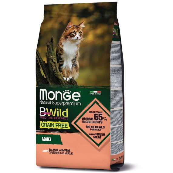 Корм Monge BWild Grain Free Cat Salmone сухий з лососем для дорослих котів 1.5 кг