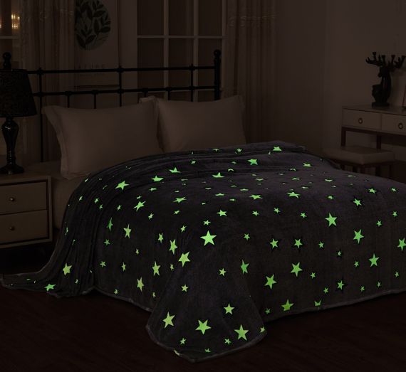 Плед фліс, що світиться в темряві «Зірки» Love You 150 x 200 см | Зображення 1