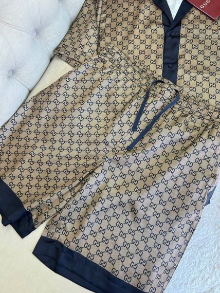 Комплект Gucci Printed Beige бежевий (футболка + шорти) sp127 | Зображення 1