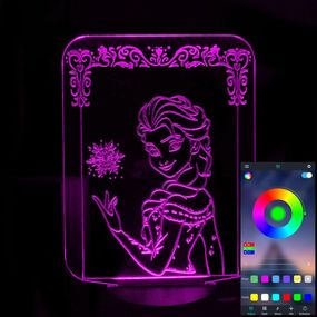 Акриловий світильник-нічник керування з телефона Ельза Крижане серце tty-n002115