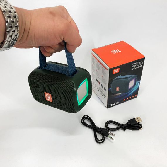 Портативна Bluetooth колонка TG339 5W з підсвічуванням RGB, акумуляторна колонка для музики. Колір: зелений | Зображення 1