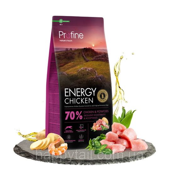 Сухой корм Profine Energy Chicken & Potatoes для активных собак всех пород, курица и картофель, 12 кг | Зображення 1