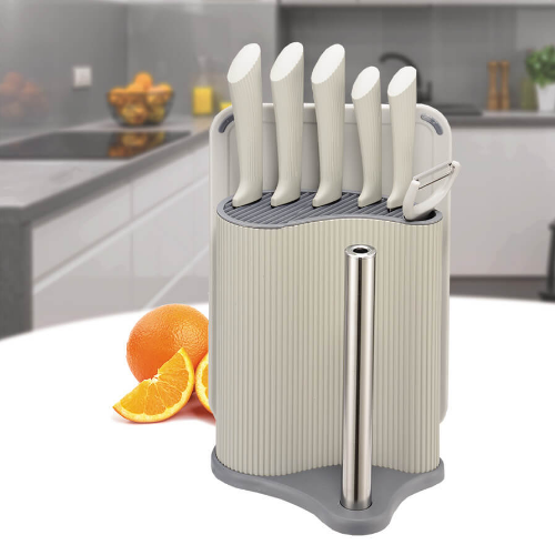 Набір ножів 8 предметів:(6шт + обробна дошка + підставка з тримачем паперових рушників) сірий MR-1413-GREY Maestro | Зображення 1