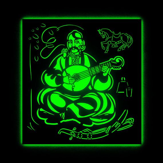 Панно декоративне картина на стіну козак Мамай LED підсвітка 500х530acr-p000269 | Зображення 5