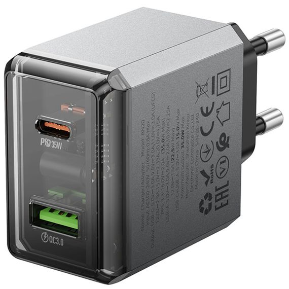 МЗП Borofone BN20 Lena PD35W+QC3.0 (1USB-A/1C) Metal gray | Зображення 2
