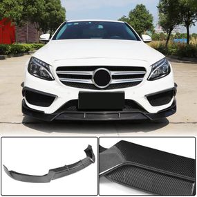 Накладка на передній бампер Lip V2 (для C43 AMG 2015-2019, Карбон) для Mercedes C-сlass W205 рр