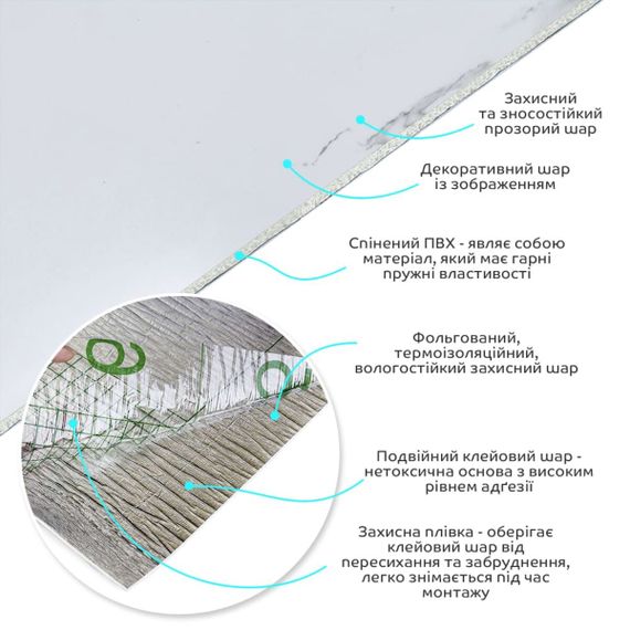 Самоклеюча вінілова плитка в рулоні білий повітряний мармур 3000х600х2мм Глянсова SW-00001287 | Зображення 1